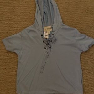 Short sleeve Lace-up Hoodie